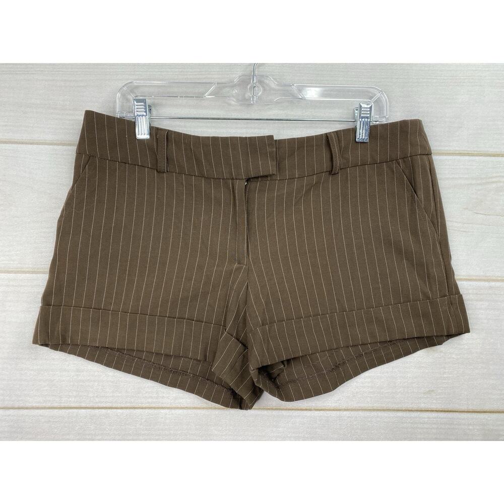 Windsor Shorts Womens L Brown Stripe Hot Pants Party Summer Cuffed Y2K Retro